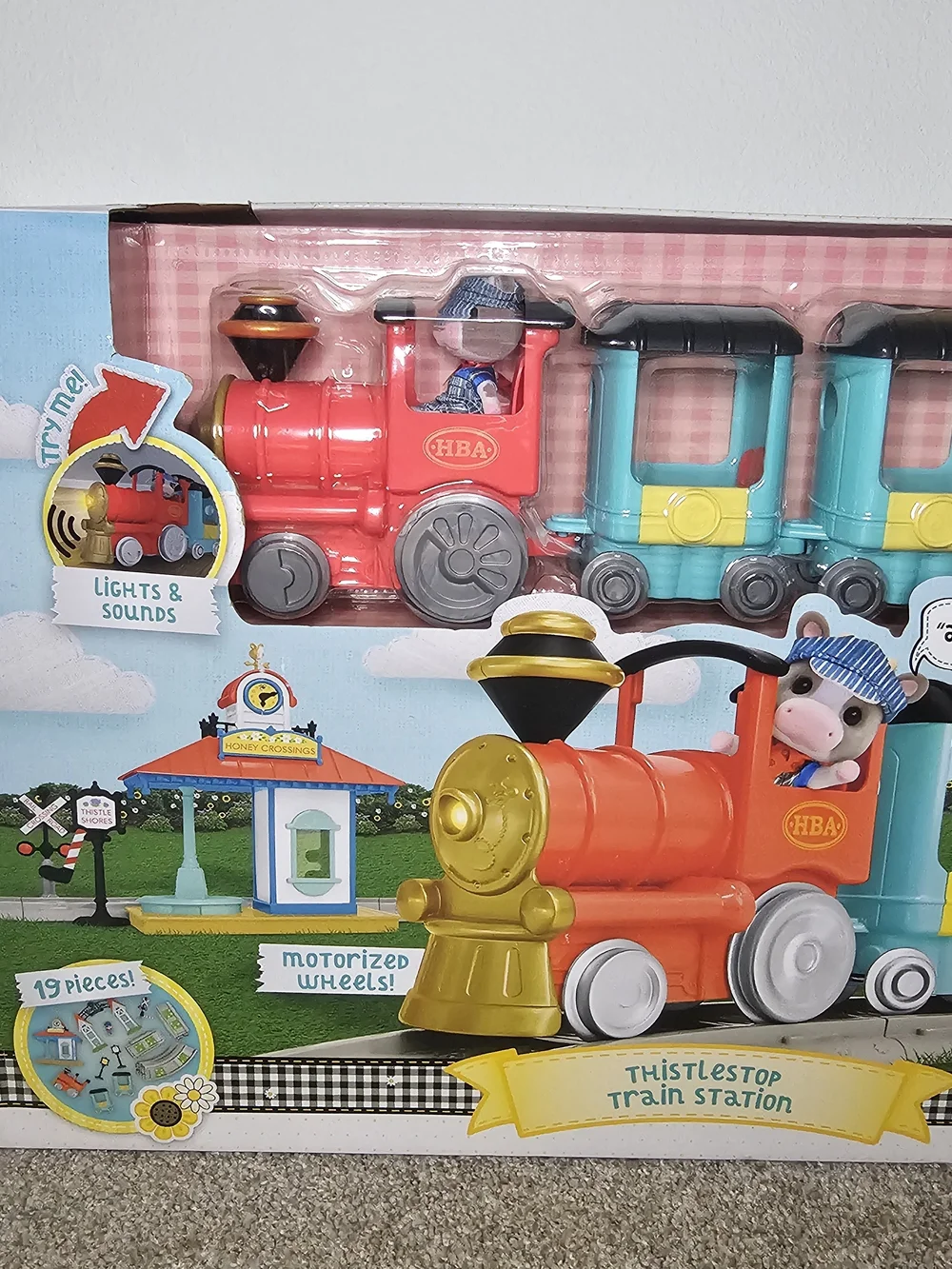 Thistlestop Train Station - Red & Teal Kids Train Playset
